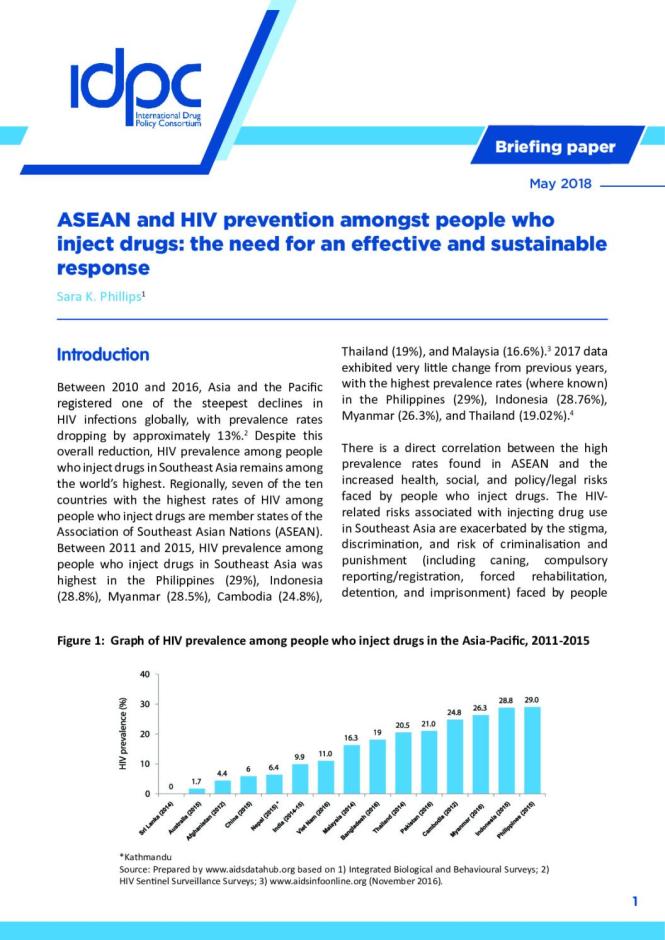 Briefing Paper - ASEAN and HIV Prevention amongst People who Inject Drugs