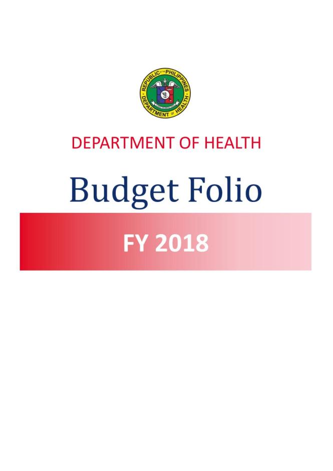  Department of Health - Philippines Budget Portfolio FY 2018