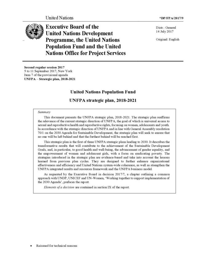 UNFPA Strategic Plan 2018-2021