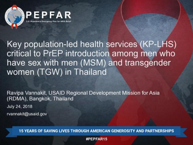 Key Population-led Health Services (KP-LHS) Critical to PrEP Introduction among MSM and TGW in Thailand