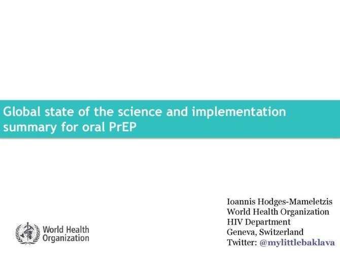 Global State of the Science and Implementation Summary for Oral PrEP
