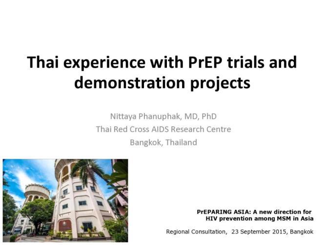 Thai Experience with PrEP Trials and Demonstration Projects