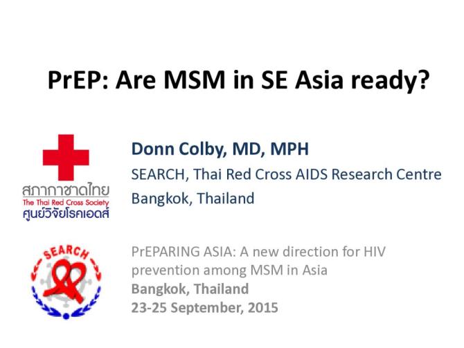  PrEP: Are MSM in SE Asia ready? 