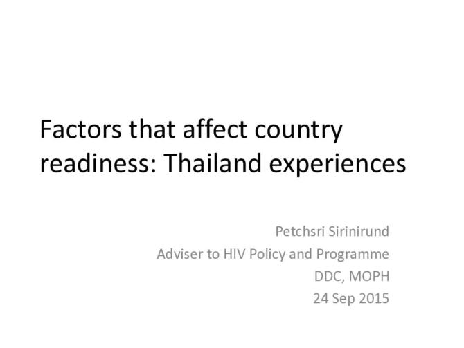 Factors that Affect Country Readiness: Thailand Experiences