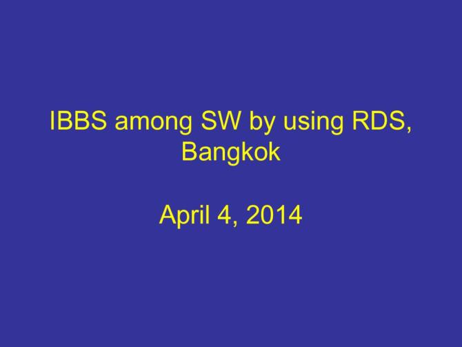IBBS among SW by using RDS, Bangkok