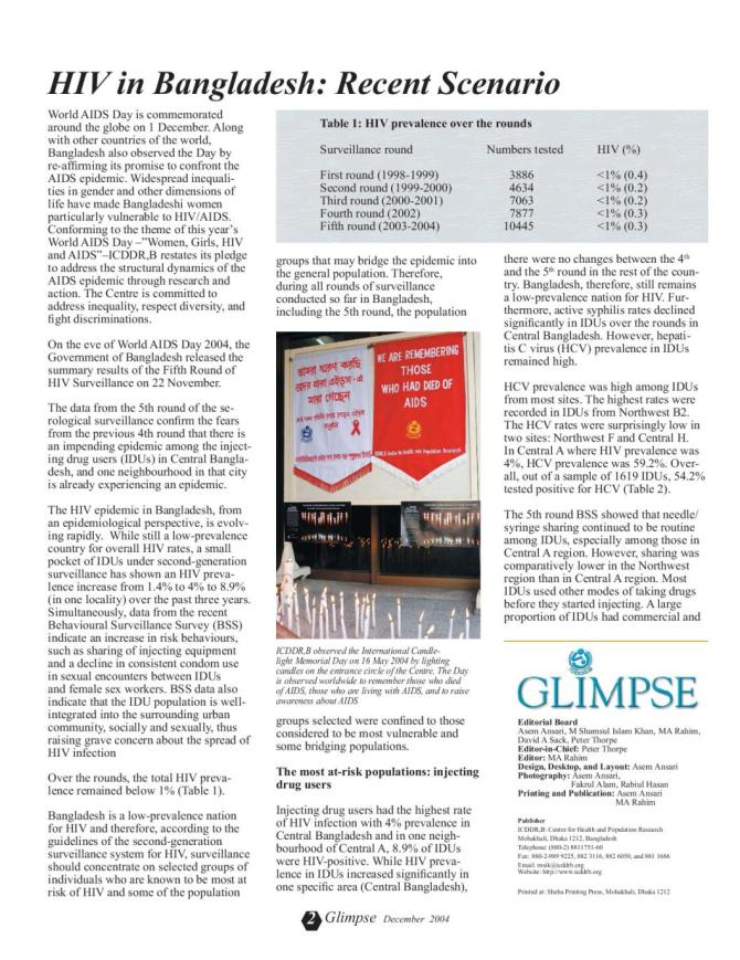 Glimpse: HIV in Bangladesh - Recent Scenario