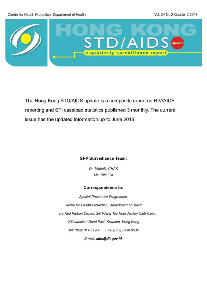 Hong Kong STD/AIDS Update Vol.24 No.2, Quarter 2 - 2018