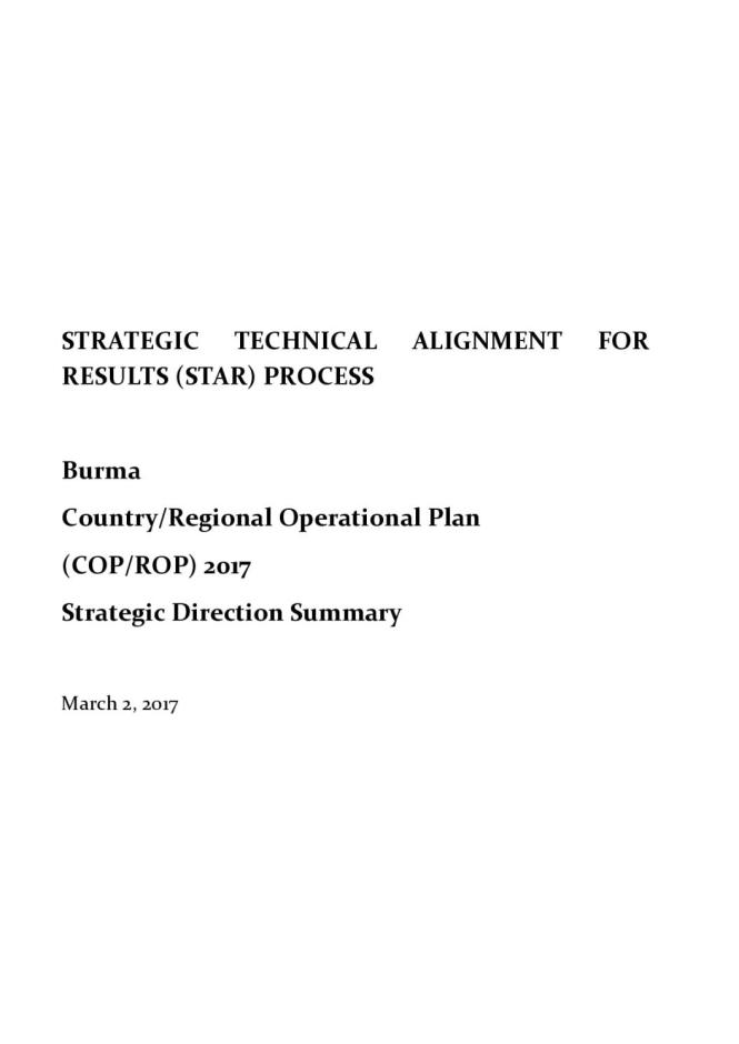 Burma 2017 Country Operational Plan Strategic Direction Summary