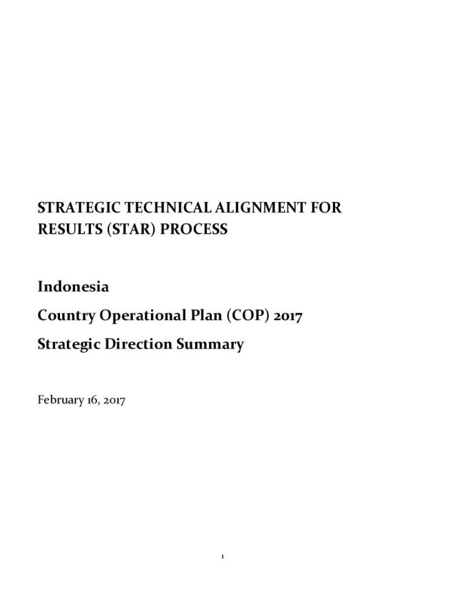 Indonesia 2017 Country Operational Plan Strategic Direction Summary