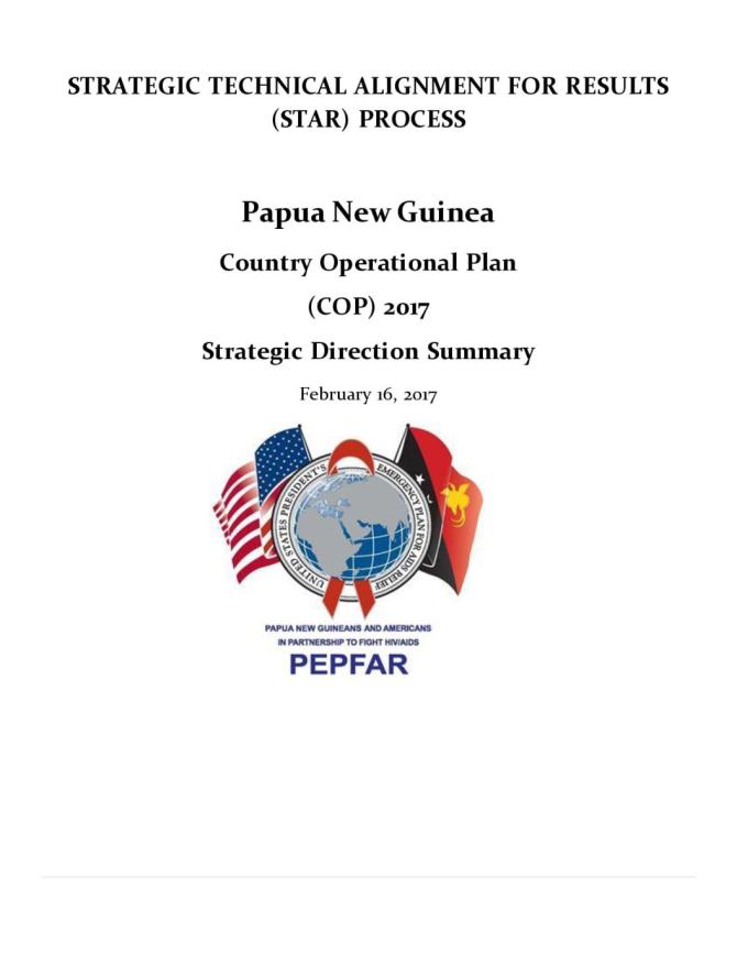 Papua New Guinea 2017 Country Operational Plan Strategic Direction Summary