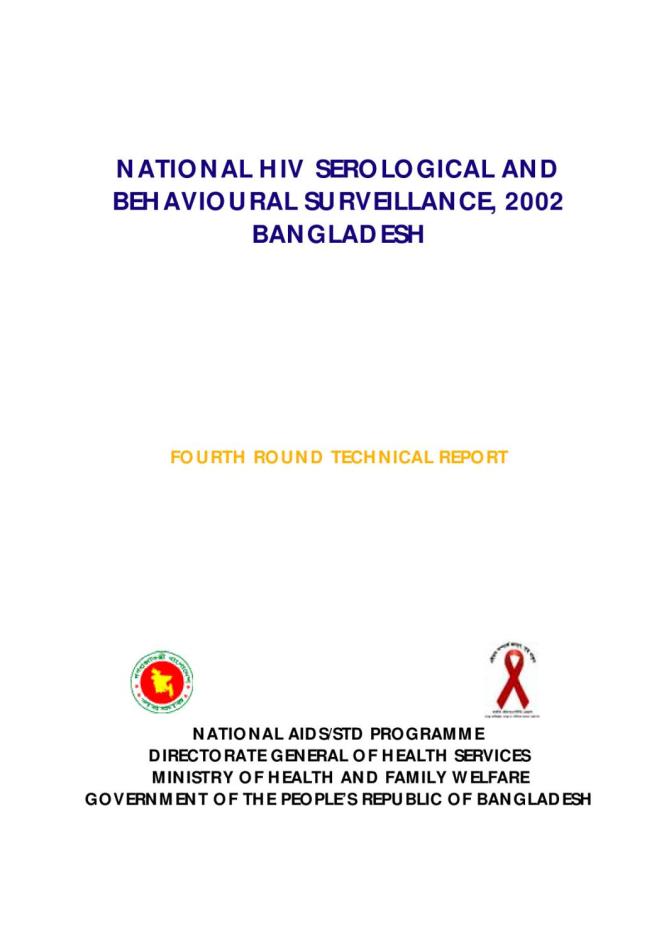 National HIV Serological and Behavioural Surveillance, Bangladesh 2002: Technical Report Fourth Round