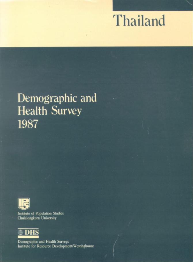 Thailand: Demographic and Health Survey 1987