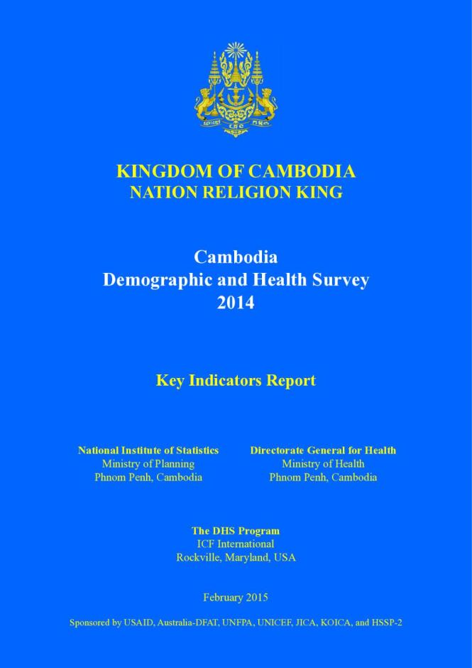 Cambodia: Demographic and Health Survey 2014, Key Indicators Report