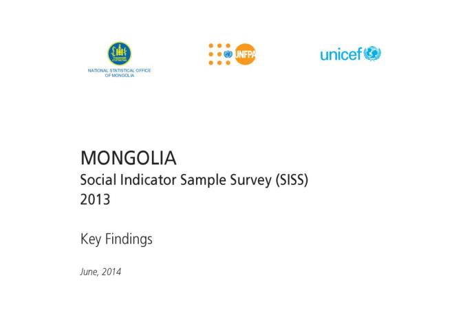 Mongolia: Social Indicator Sample Survey 2013