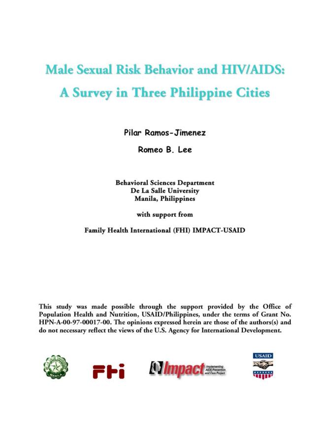 Male Sexual Risk Behavior and HIV/AIDS: A Survey in Three Philippine Cities