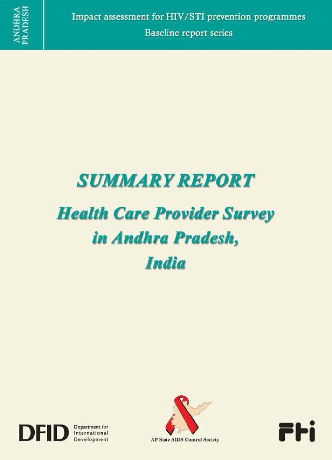 Summary Report: Health Care Provider Survey in Andhra Pradesh, India