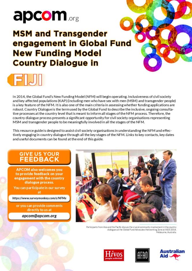 MSM and Transgender Engagement in Global Fund New Funding Model Country Dialogue in Fiji