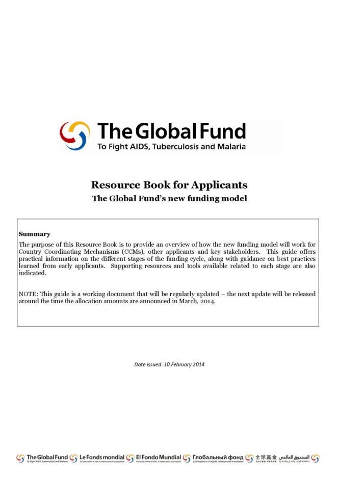 Resource Book for Applicants: The Global Fund's New Funding Model