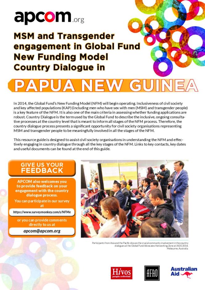 MSM and Transgender Engagement in Global Fund New Funding Model Country Dialogue in Papua New Guinea