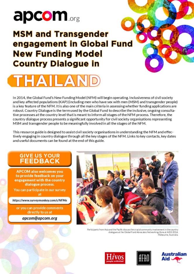 MSM and Transgender Engagement in Global Fund New Funding Model Country Dialogue in Thailand