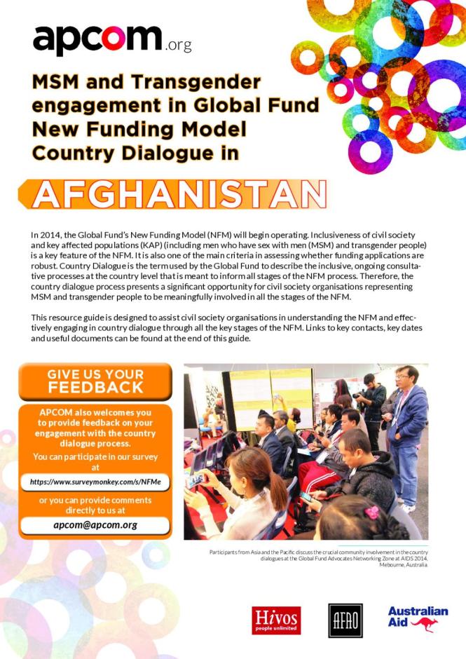 MSM and Transgender Engagement in Global Fund New Funding Model Country Dialogue in Afghanistan
