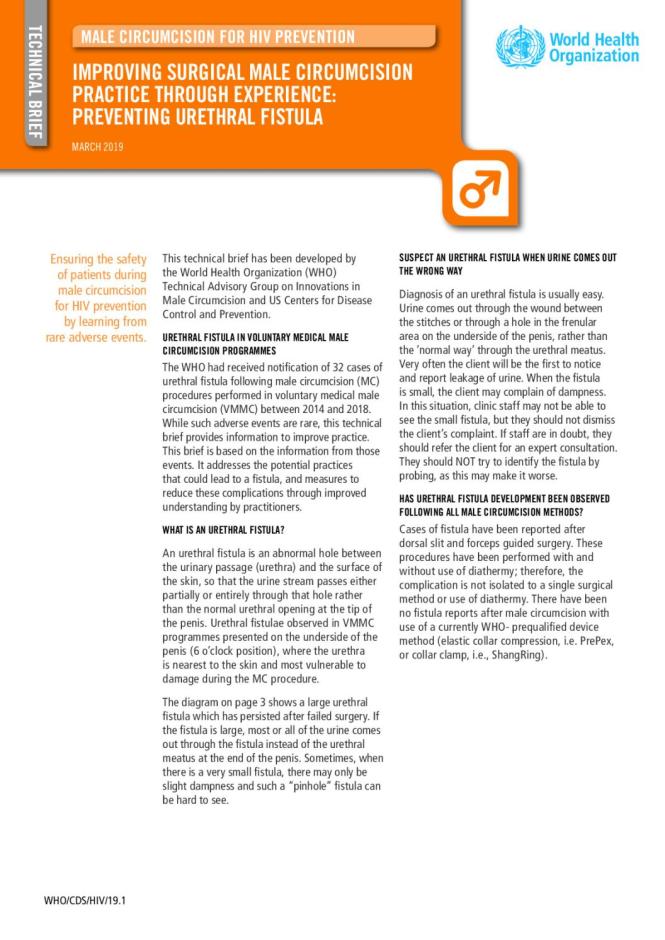 Improving Surgical Male Circumcision Practice through Experience: Preventing Urethral Fistula