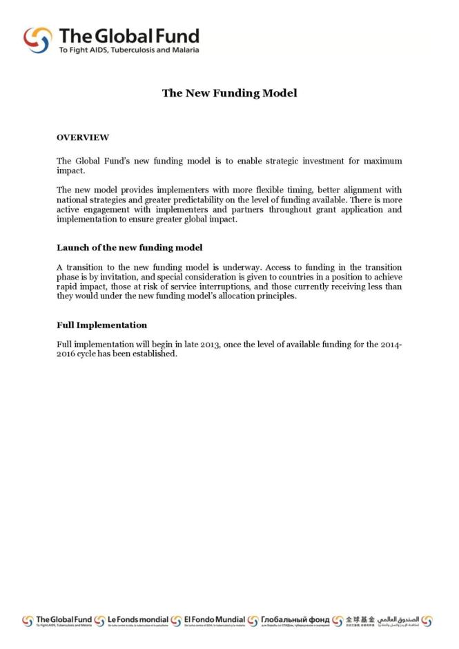 The Global Fund: New Funding Model Overview