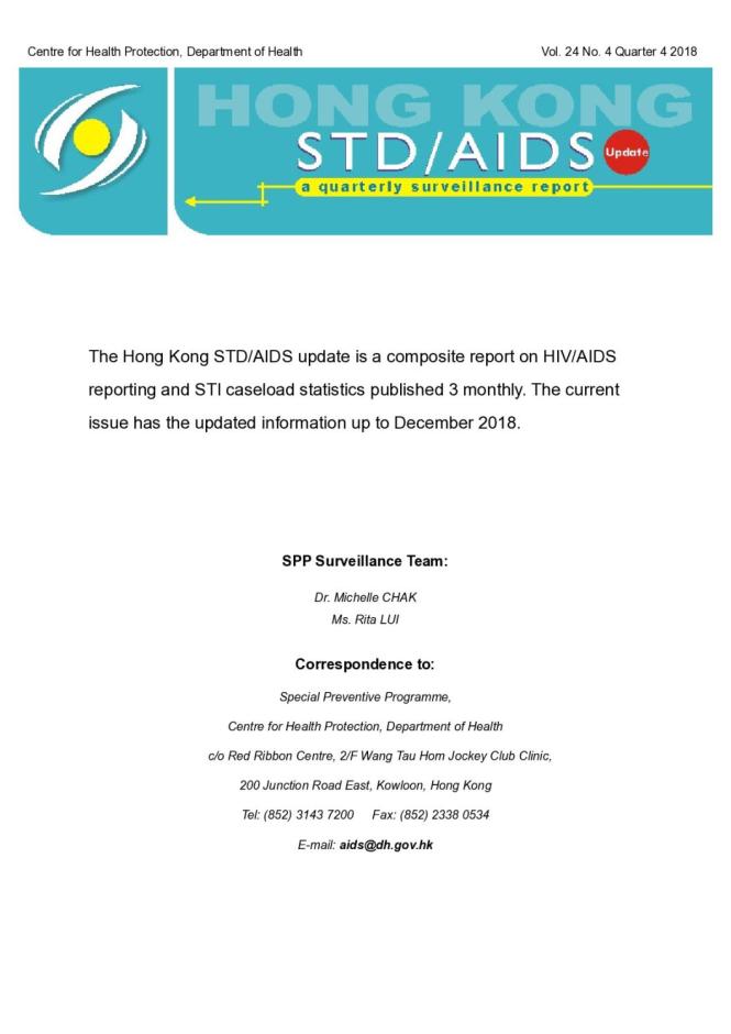 Hong Kong STD/AIDS Update Vol.24 No.4, Quarter 4 - 2018