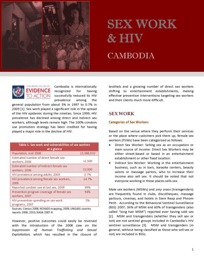 Cambodia: Sex Work and HIV/AIDS