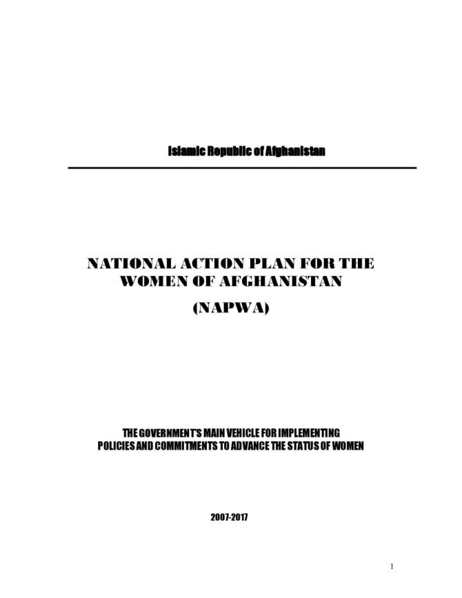 National Action Plan for the Women of Afghanistan (NAPWA), 2007-2017