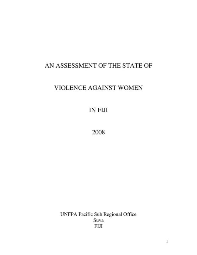 An Assessment of the State of Violence Against Women in Fiji