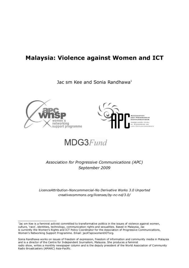 Malaysia: Violence against Women and ICT