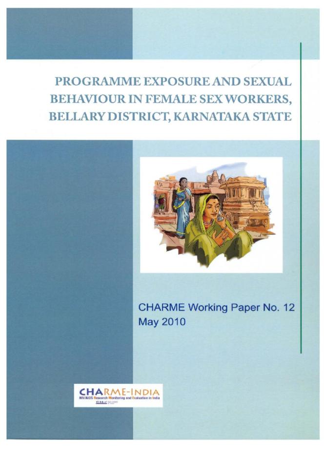 CHARME Working Paper no. 12: Programme Exposure and Sexual Behaviour in Female Sex Workers, Bellary District, Karnataka State