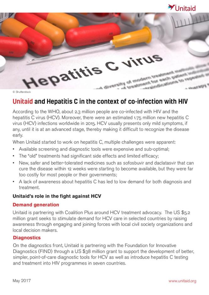 Unitaid and Hepatitis C in the Context of Co-infection with HIV (Fact Sheet)