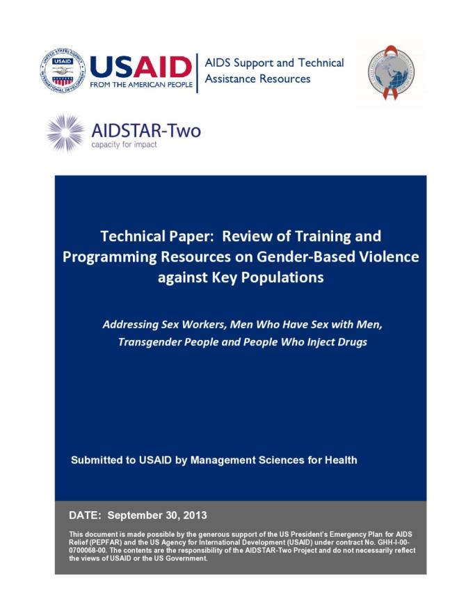 Technical Paper: Review of Training and Programming Resources on Gender-Based Violence against Key Populations