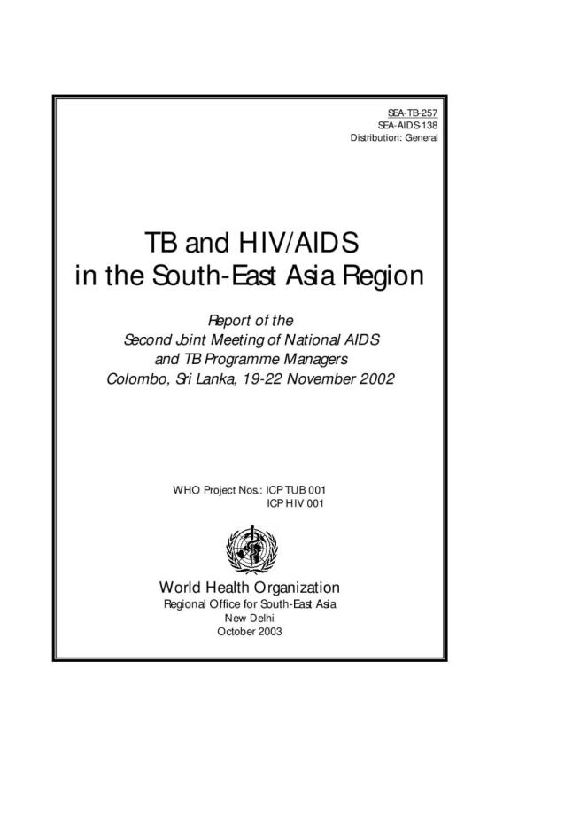 TB and HIV/AIDS in the South-East Asia Region