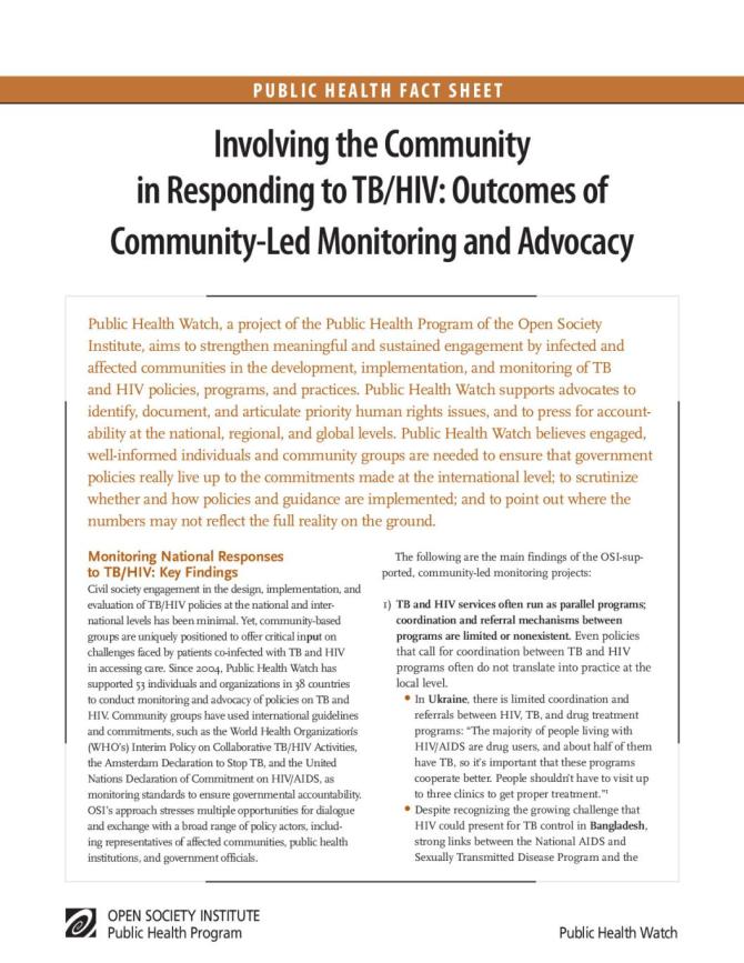 Involving the Community in Responding to TB/HIV: Outcomes of Community-Led Monitoring and Advocacy