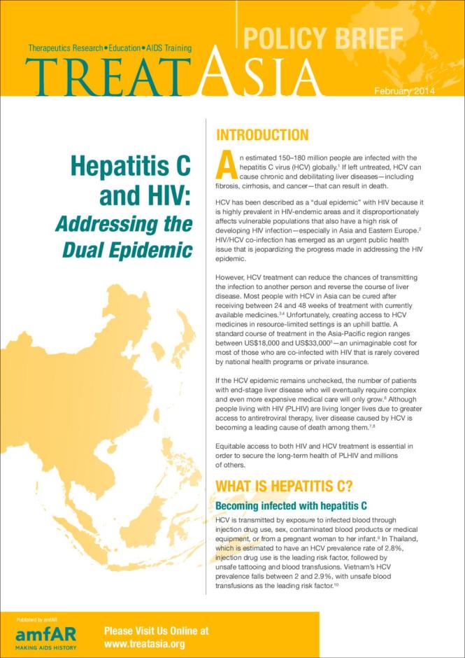 TREAT Asia Policy Brief: Hepatitis C and HIV - Addressing the Dual Epidemic