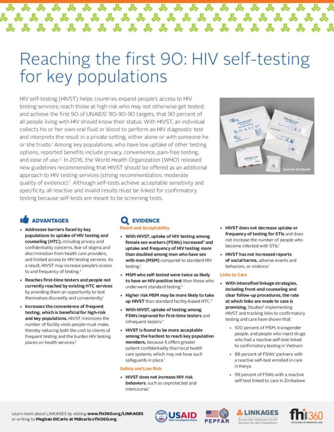 Reaching the First 90: HIV Self-testing for Key Populations