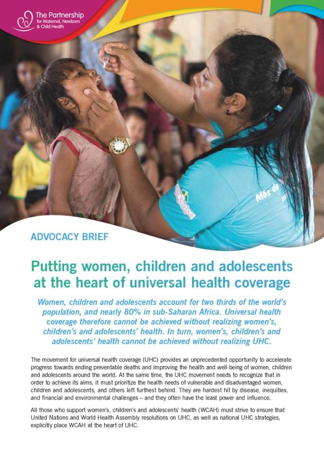 Putting Women, Children and Adolescents at the Heart of Universal Health Coverage