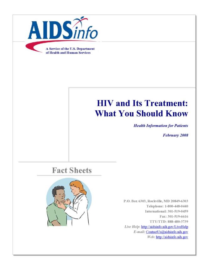 HIV and Its Treatment: What You Should Know (Health Information for Patients)