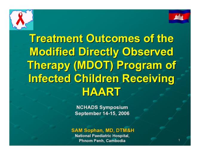 Treatment Outcomes of the Modified Directly Observed Therapy (MDOT) Program of Infected Children Receiving HAART