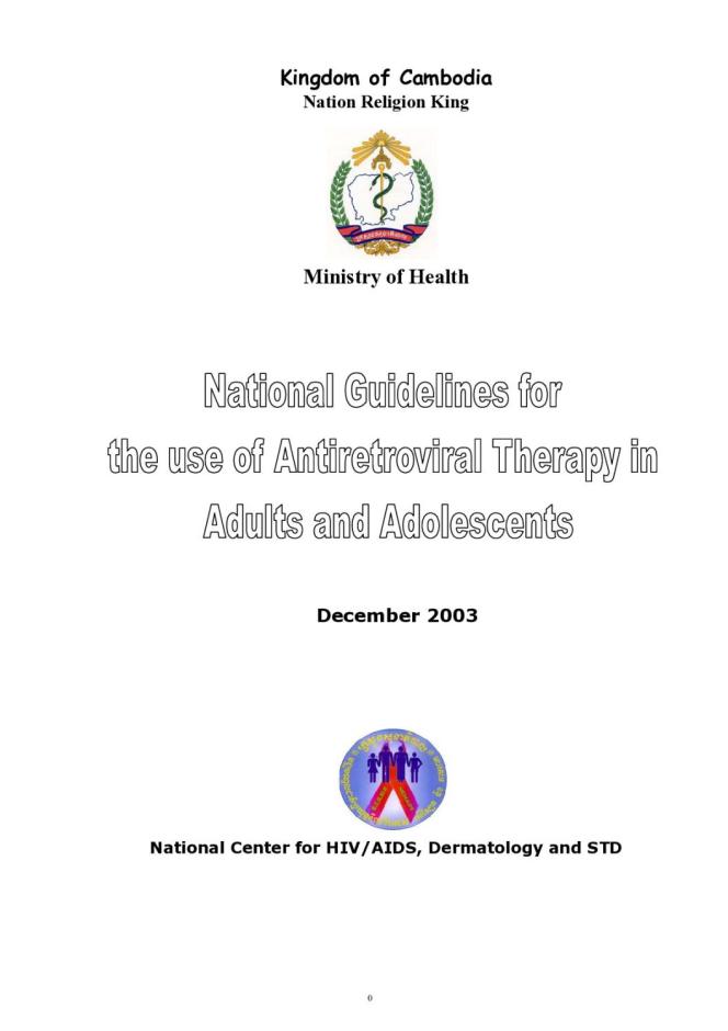 National Guideline for the Use of ART in Adults and Adolescents