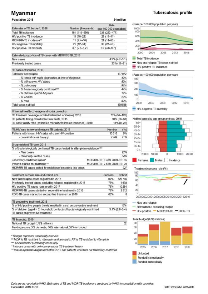 Myanmar Tuberculosis Country Profile 2019