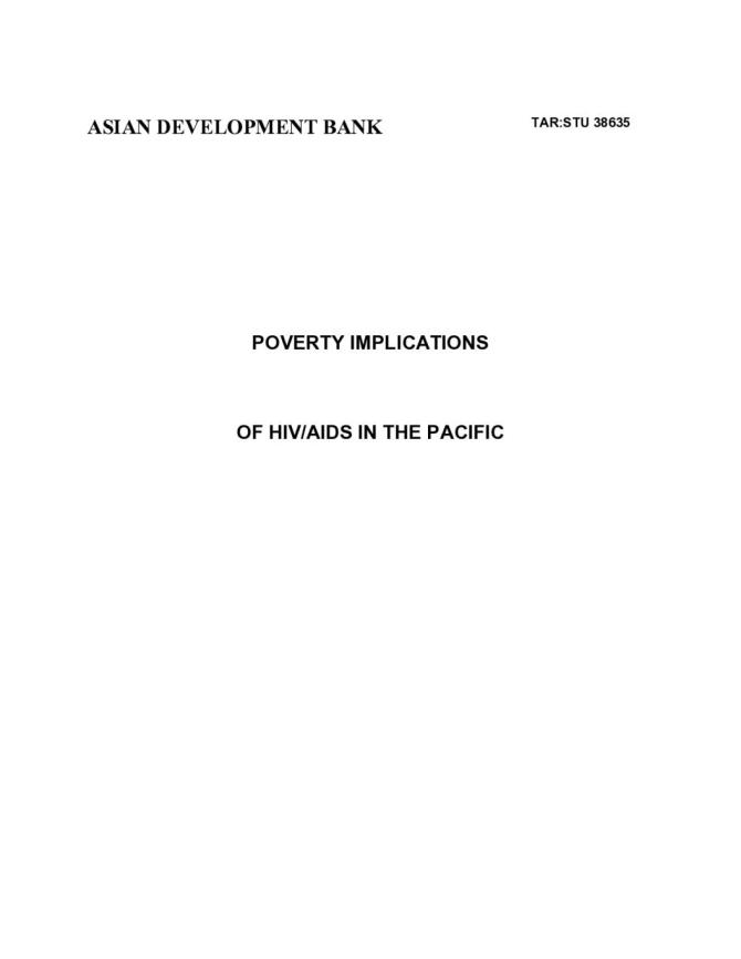 Poverty Implications of HIV/AIDS in the Pacific