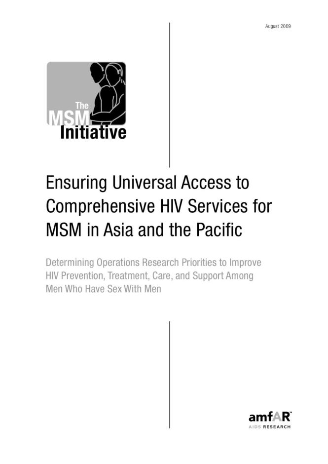 Ensuring Universal Access to Comprehensive HIV Services for MSM in Asia and the Pacific
