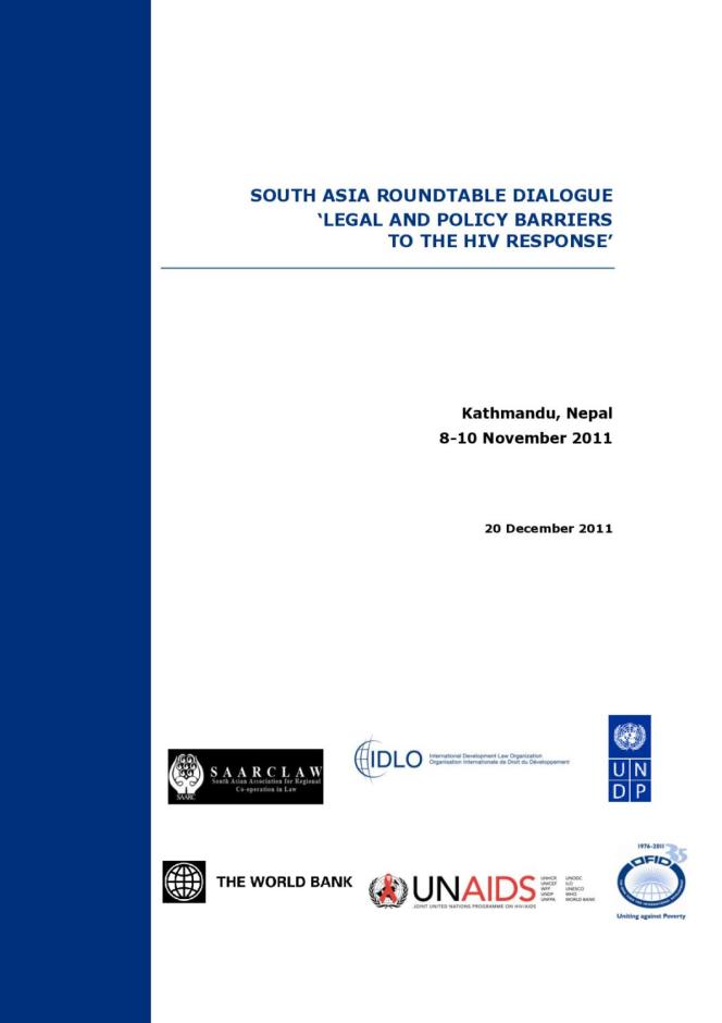 South Asia Roundtable Dialogue: Legal and Policy Barriers to the HIV Response