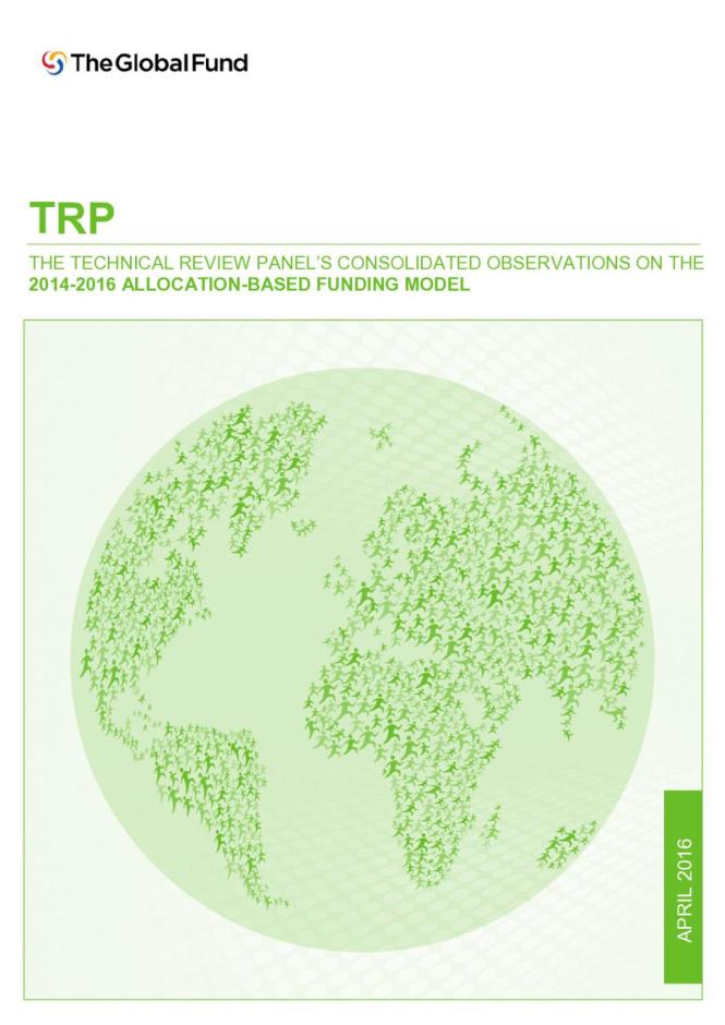 The Technical Review Panel’s Consolidated Observations on the 2014-2016 Allocation-Based Funding Model