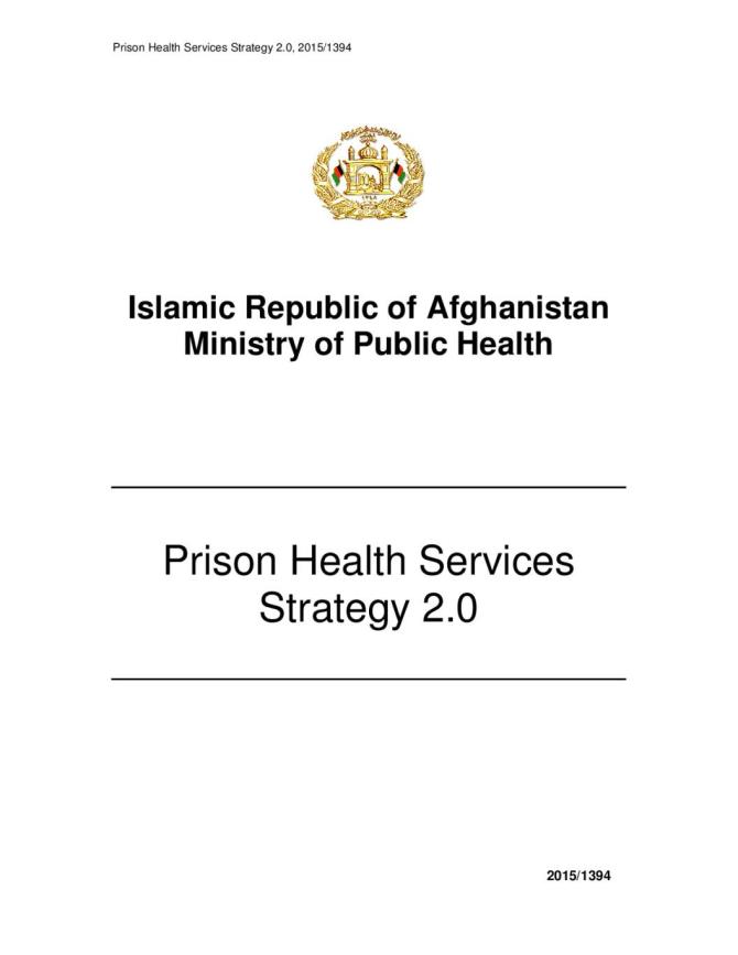 Prison Health Services Strategy 2.0: Islamic Republic of Afghanistan