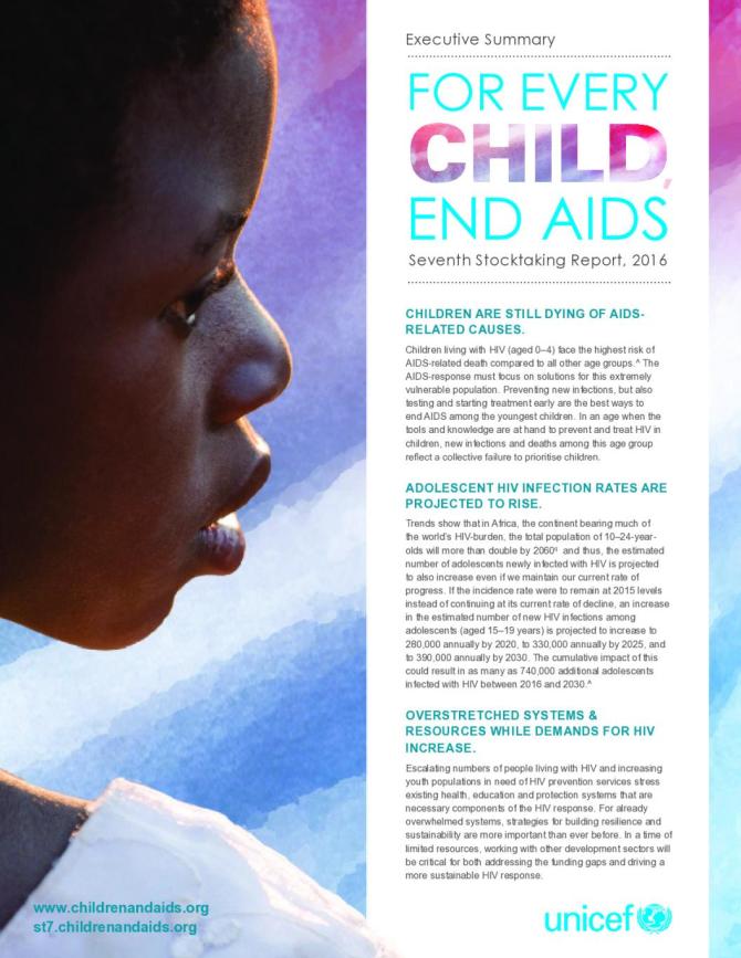 For Every Child, End AIDS: Seventh Stocktaking Report, 2016 - Executive Summary